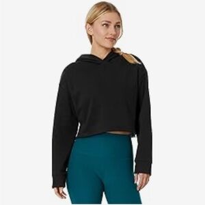 NWT Beyond Yoga Happiness Cropped Hoodie Pullover Black Sz Small